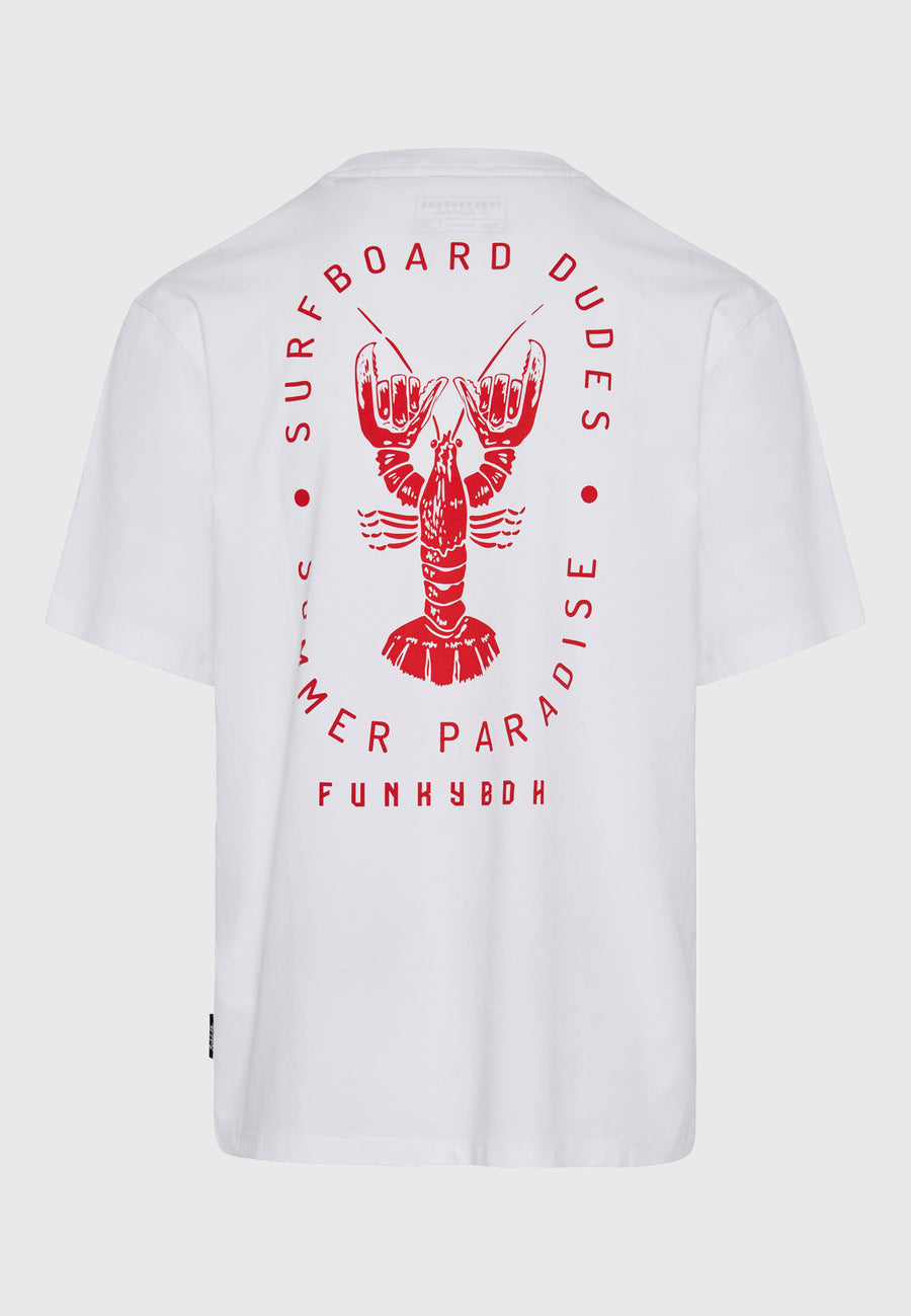 Tricou cu croială lejeră și imprimeu pe spate - Alb