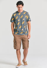 Crew neck all over printed t-shirt - Steel grey