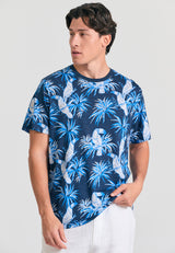 Crew neck all over printed t-shirt - Midnight blue
