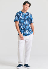 Crew neck all over printed t-shirt - Midnight blue