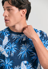 Crew neck all over printed t-shirt - Midnight blue