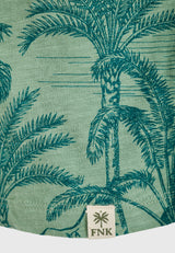 Crew neck t-shirt with exotic all over print - Sage green