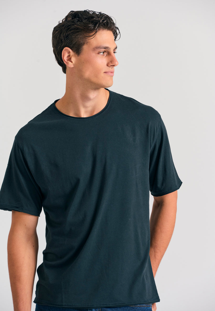 Tricou cu croială lejeră și margini brute - Antracit