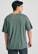 Tricou cu croială lejeră și margini brute - Verde mineral
