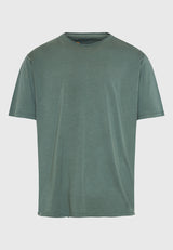 Tricou cu croială lejeră și margini brute - Verde mineral