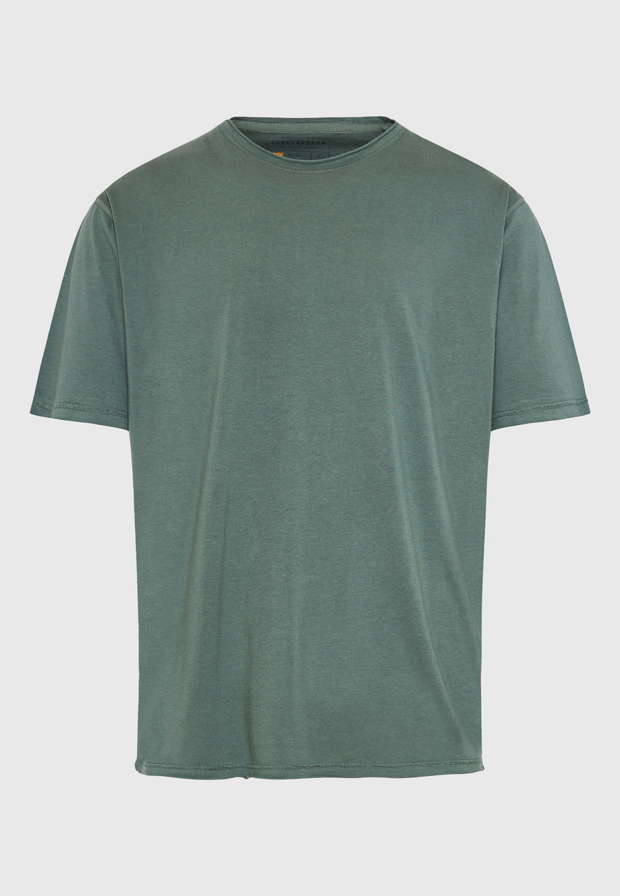Tricou cu croială lejeră și margini brute - Verde mineral