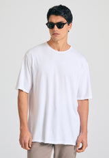 Tricou cu croială lejeră și margini brute - Alb