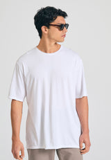 Tricou cu croială lejeră și margini brute - Alb