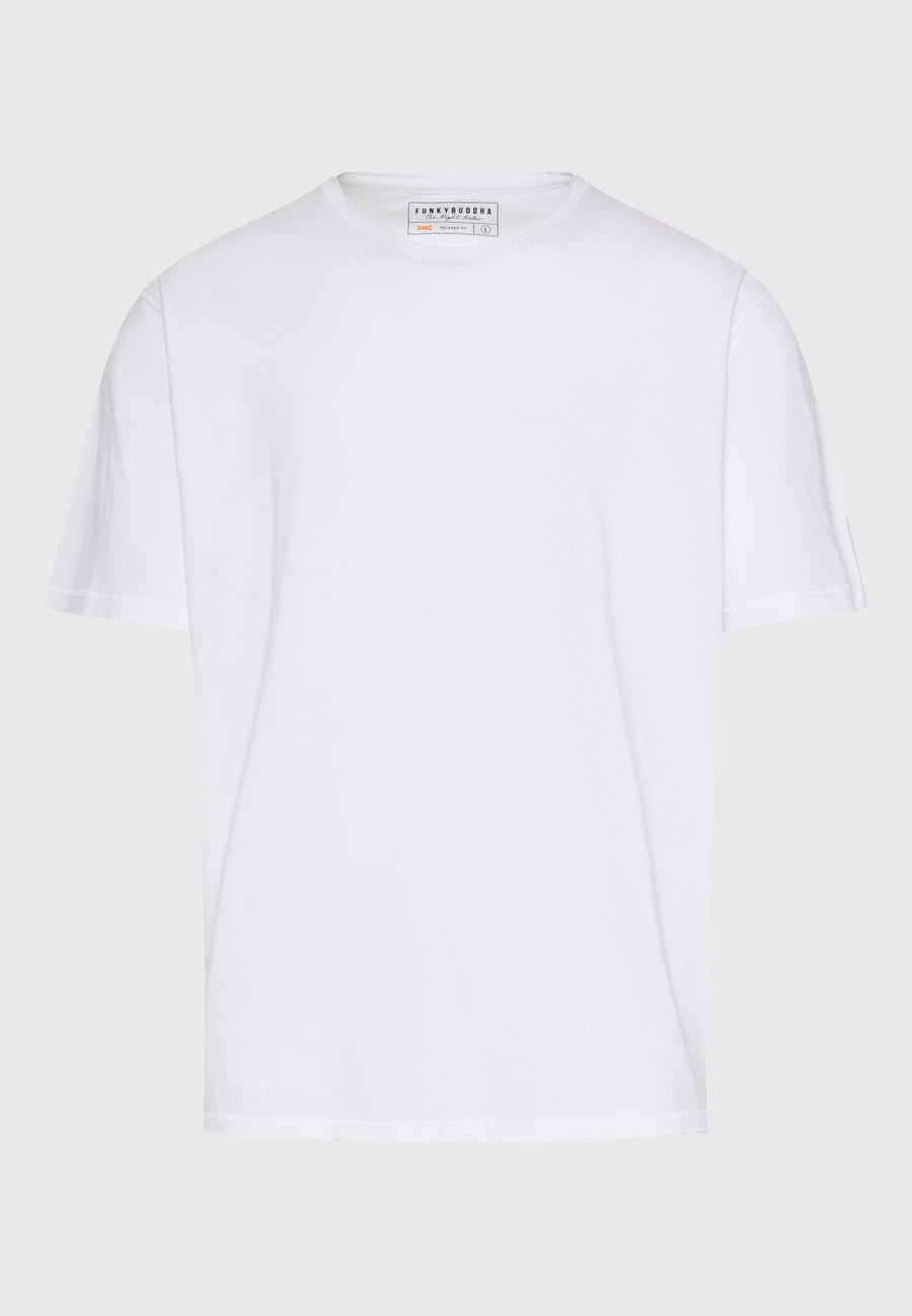 Tricou cu croială lejeră și margini brute - Alb