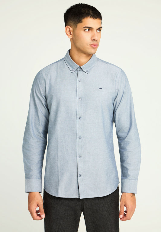 Cămașă bărbătească Oxford din bumbac cu logo brodat - The Essentials