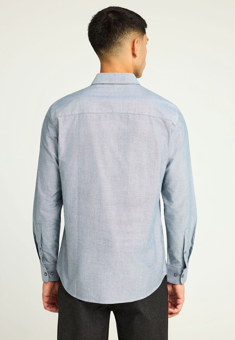 Cămașă bărbătească Oxford din bumbac cu logo brodat - The Essentials