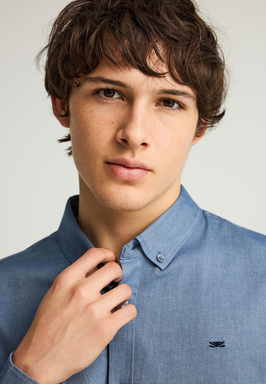 Cămașă bărbătească Oxford din bumbac cu logo brodat - The Essentials