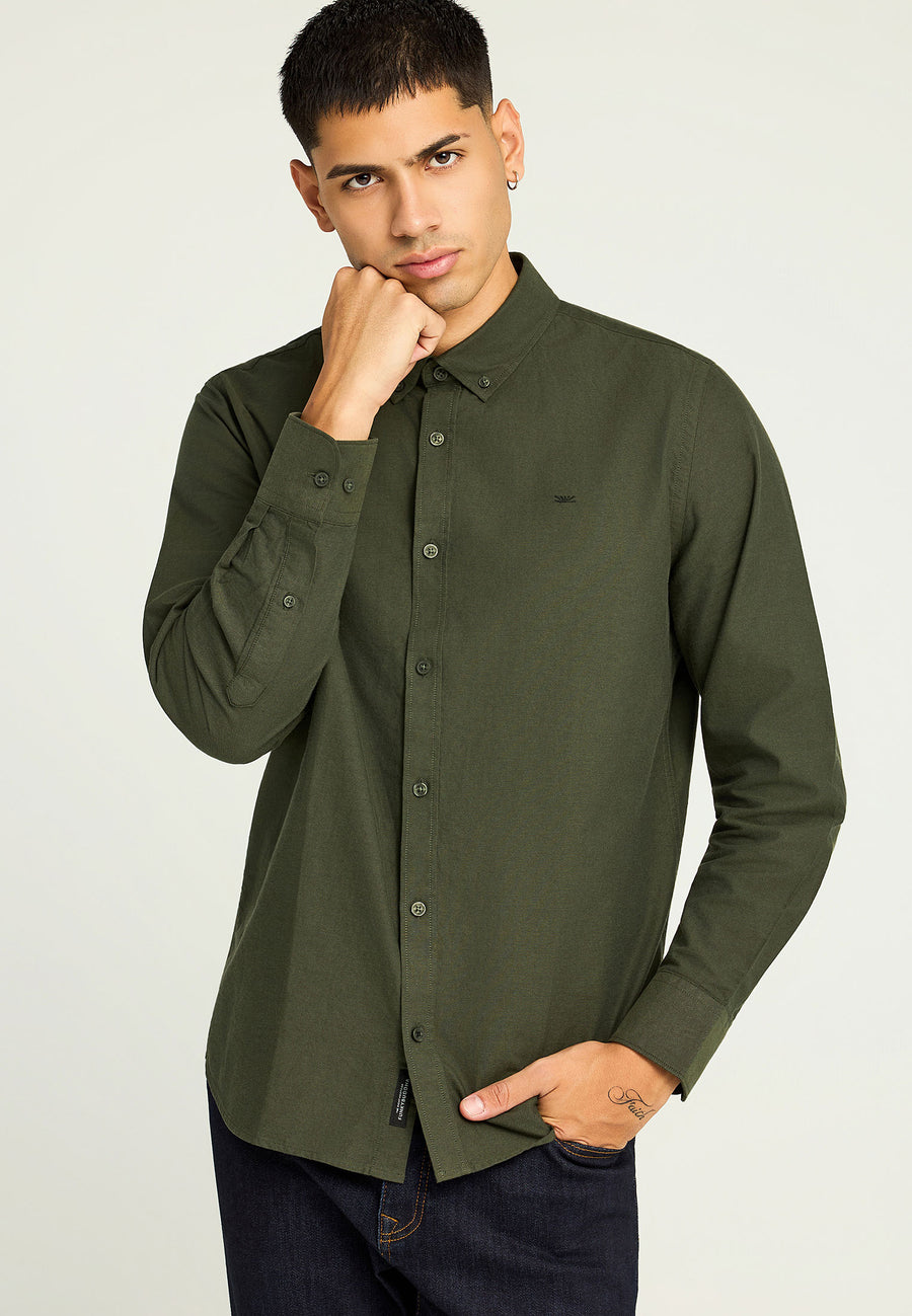 Cămașă bărbătească Oxford din bumbac cu logo brodat - The Essentials