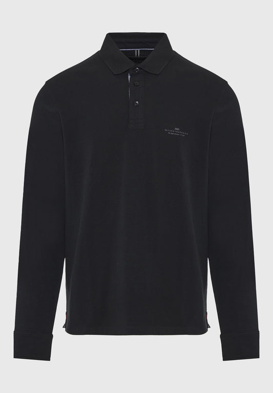 Tricou polo cu mânecă lungă și logo minimalist pe piept