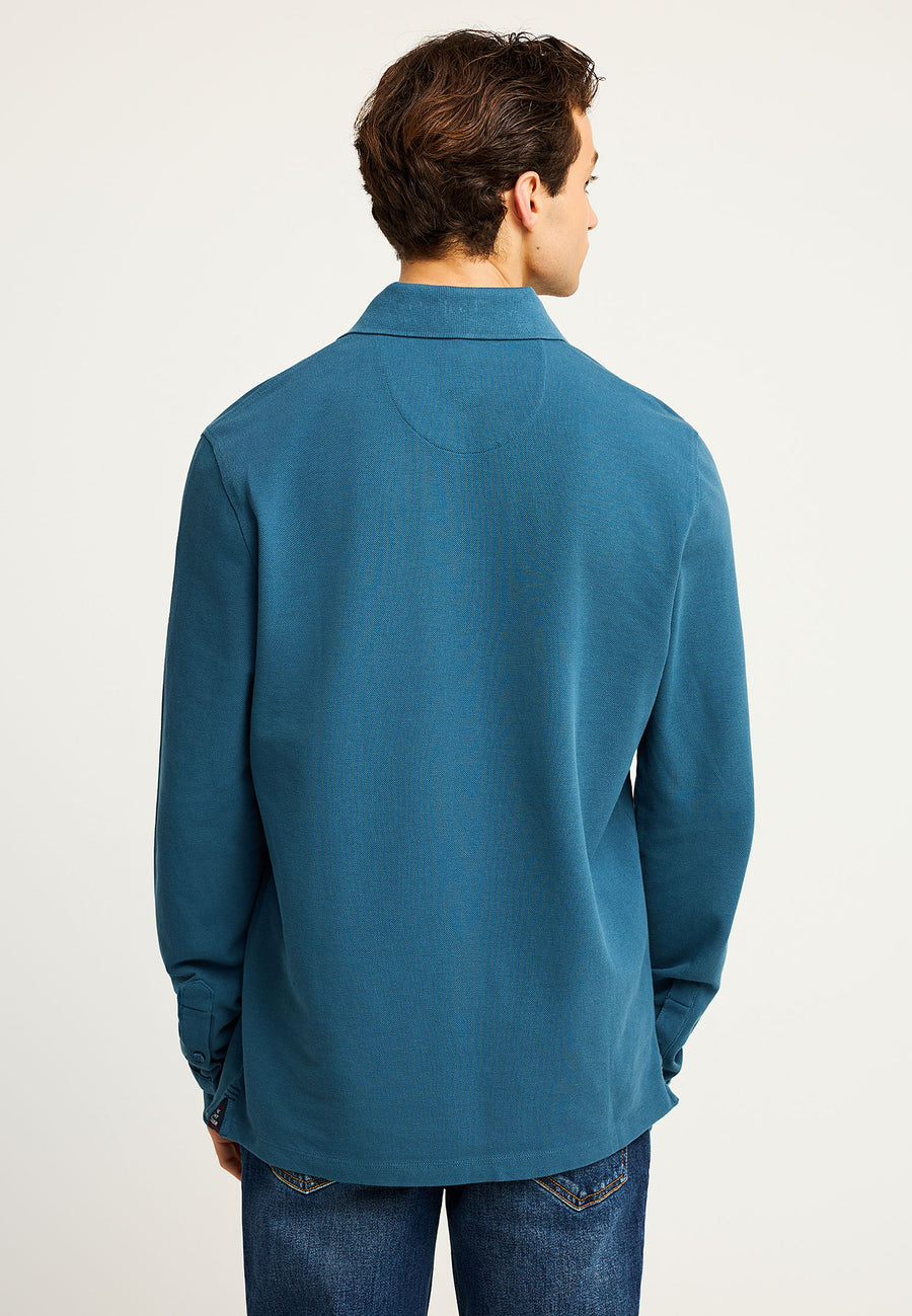 Tricou polo cu mânecă lungă și logo minimalist pe piept