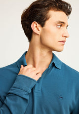 Tricou polo cu mânecă lungă și logo minimalist pe piept