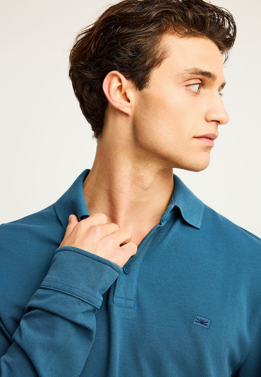 Tricou polo cu mânecă lungă și logo minimalist pe piept