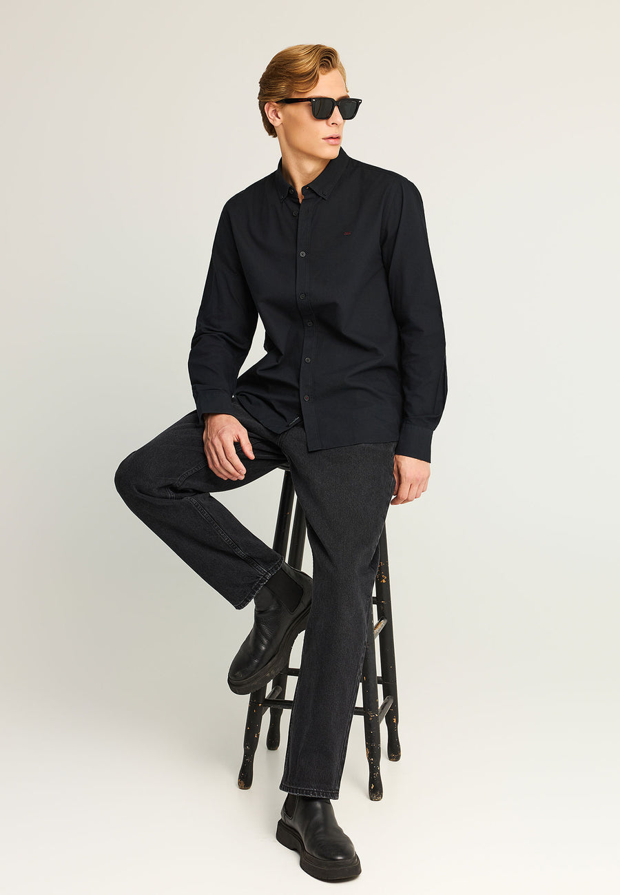 Cămașă bărbătească Oxford din bumbac cu logo brodat - The Essentials