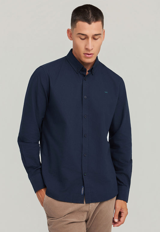 Men's oxford cotton shirt with embroidered logo - The Essentials