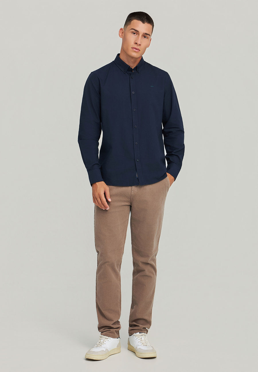 Men's oxford cotton shirt with embroidered logo - The Essentials