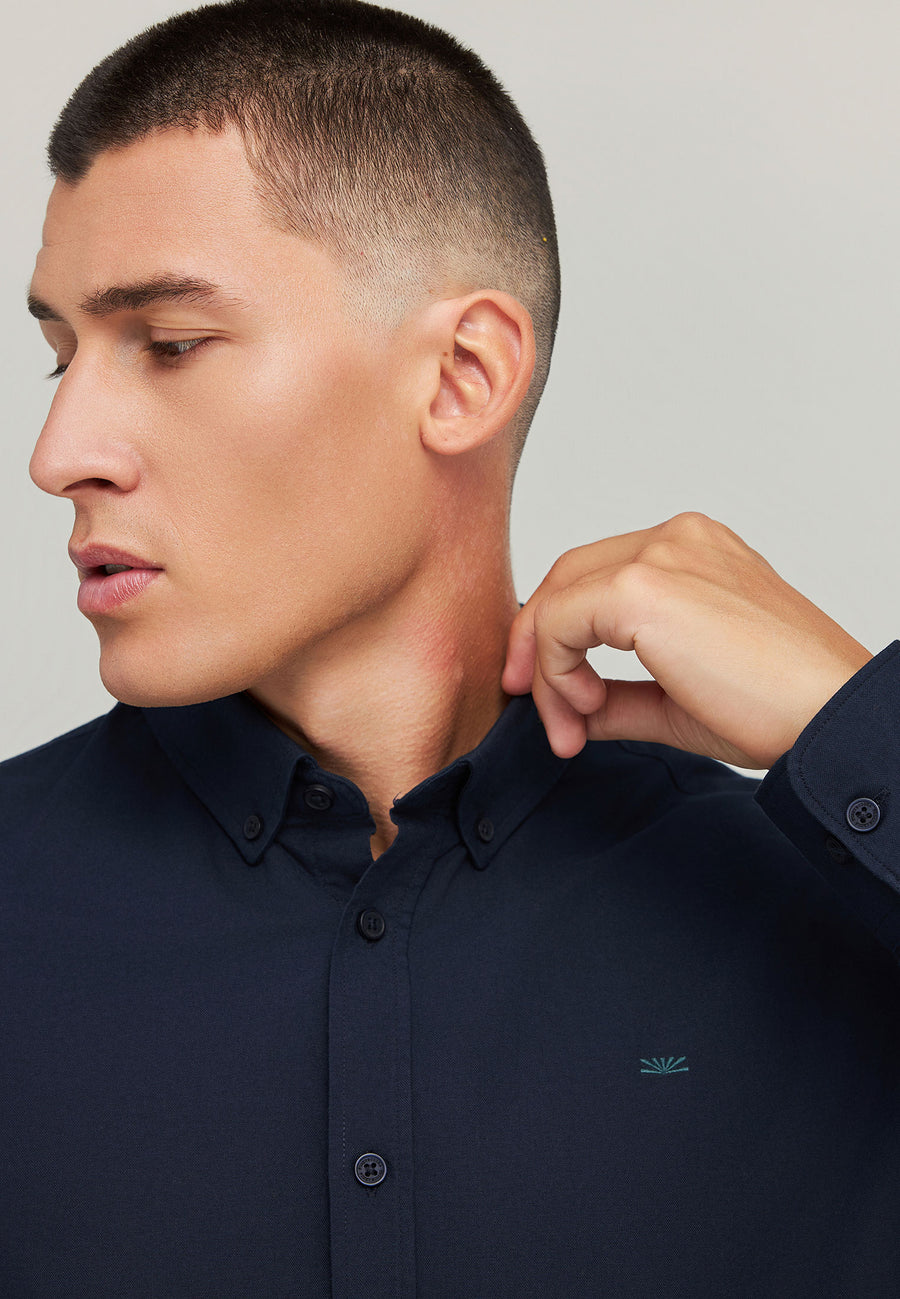 Men's oxford cotton shirt with embroidered logo - The Essentials