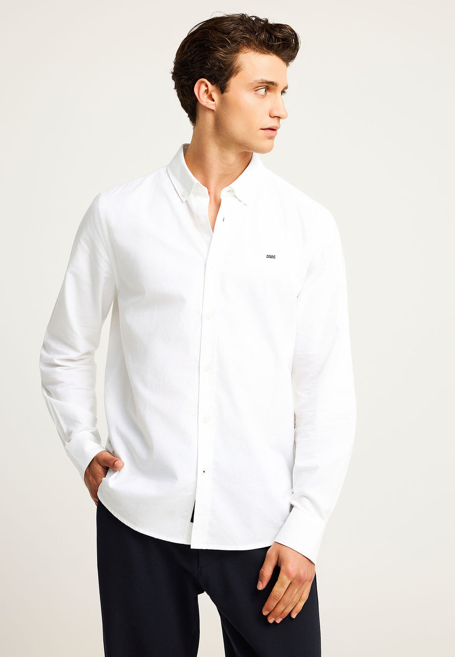 Cămașă bărbătească Oxford din bumbac cu logo brodat - The Essentials