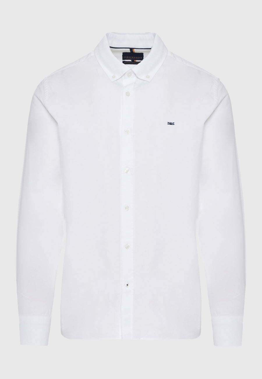 Men's oxford cotton shirt with embroidered logo - The Essentials