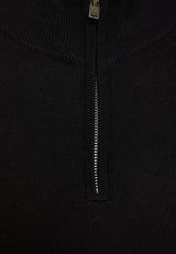 Pulover tricotat simplu cu fermoar pe jumătate pentru bărbați