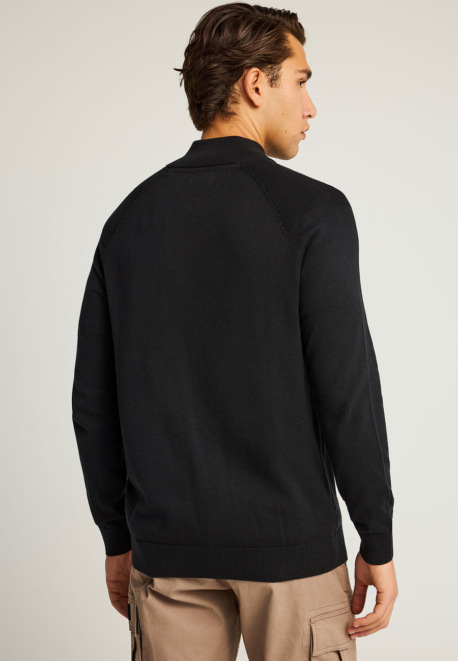 Pulover tricotat simplu cu fermoar pe jumătate pentru bărbați