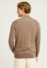 Pulover tricotat simplu cu fermoar pe jumătate pentru bărbați