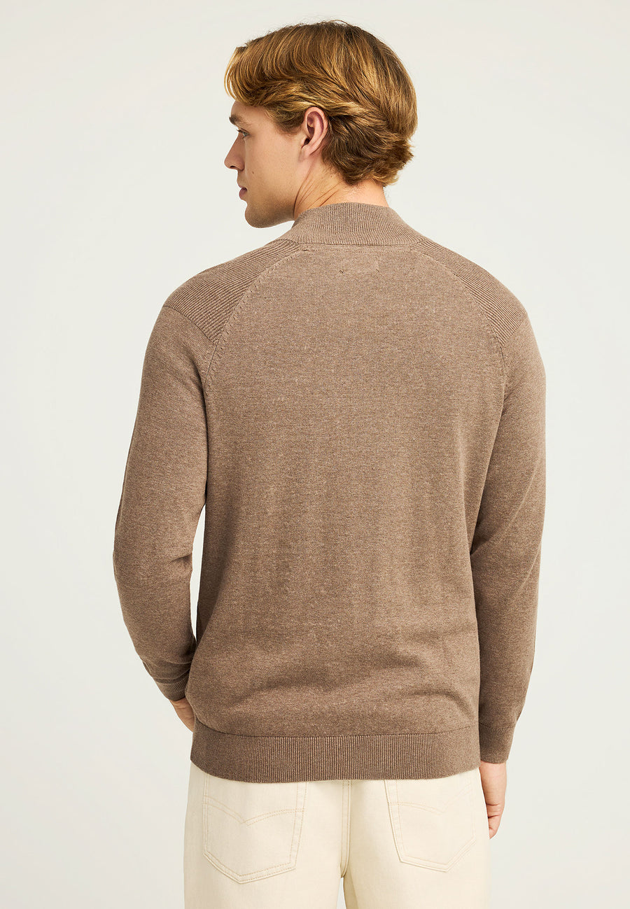 Pulover tricotat simplu cu fermoar pe jumătate pentru bărbați