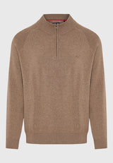 Pulover tricotat simplu cu fermoar pe jumătate pentru bărbați