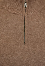 Pulover tricotat simplu cu fermoar pe jumătate pentru bărbați