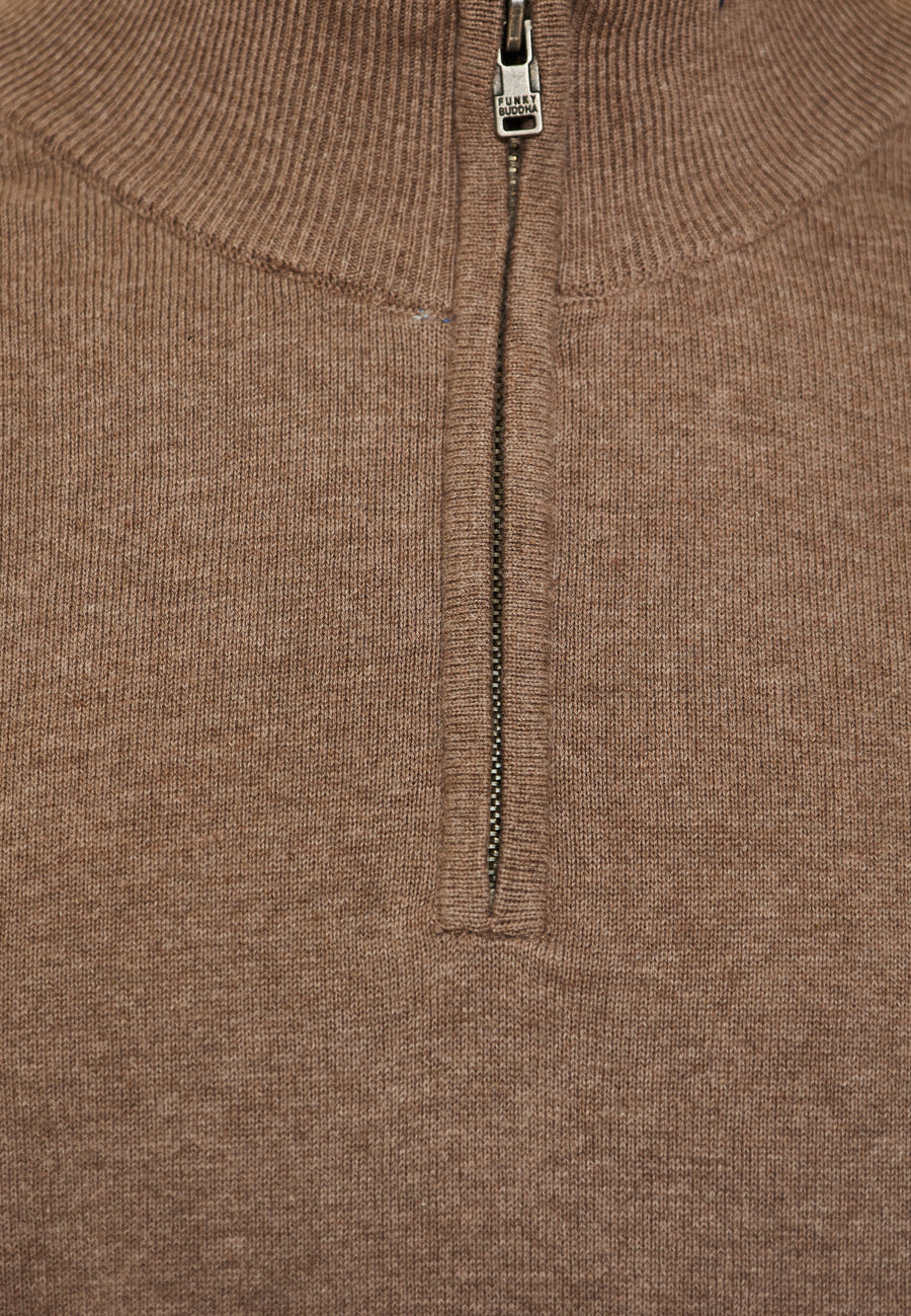 Pulover tricotat simplu cu fermoar pe jumătate pentru bărbați