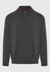 Pulover tricotat simplu cu fermoar pe jumătate pentru bărbați
