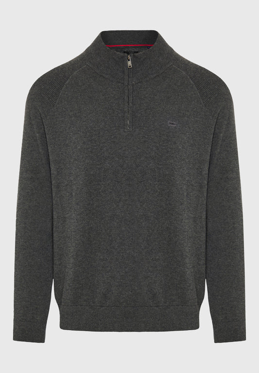 Pulover tricotat simplu cu fermoar pe jumătate pentru bărbați