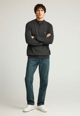 Pulover tricotat simplu cu fermoar pe jumătate pentru bărbați