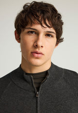 Pulover tricotat simplu cu fermoar pe jumătate pentru bărbați