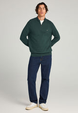 Pulover tricotat simplu cu fermoar pe jumătate pentru bărbați