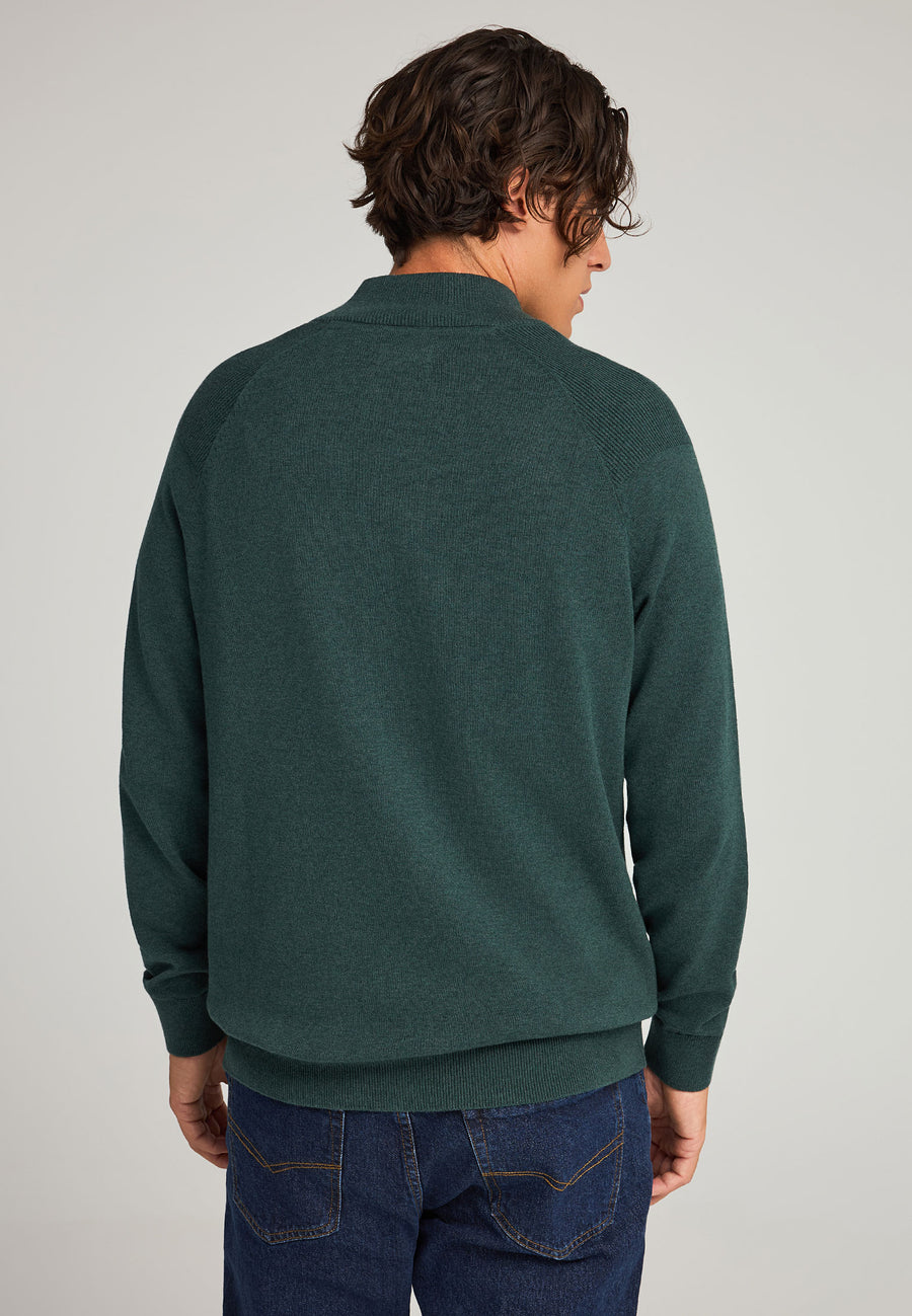 Pulover tricotat simplu cu fermoar pe jumătate pentru bărbați