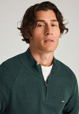 Pulover tricotat simplu cu fermoar pe jumătate pentru bărbați