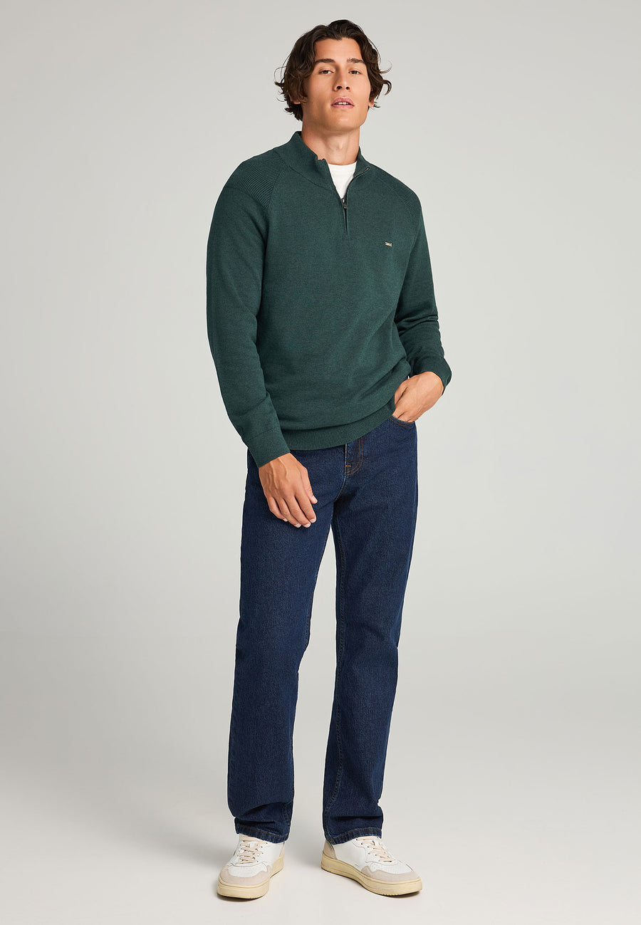 Pulover tricotat simplu cu fermoar pe jumătate pentru bărbați