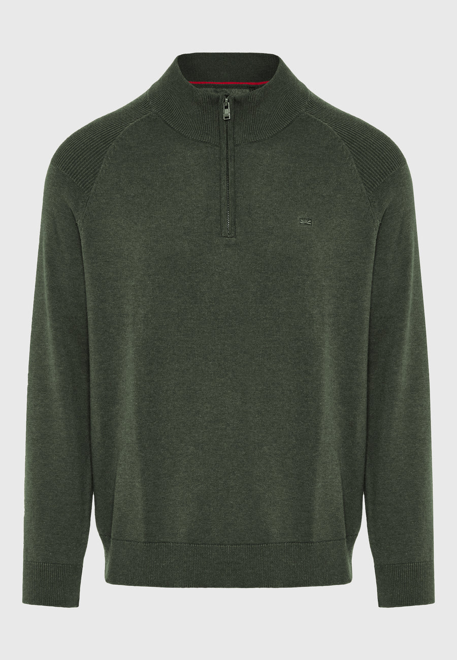 Pulover tricotat simplu cu fermoar pe jumătate pentru bărbați