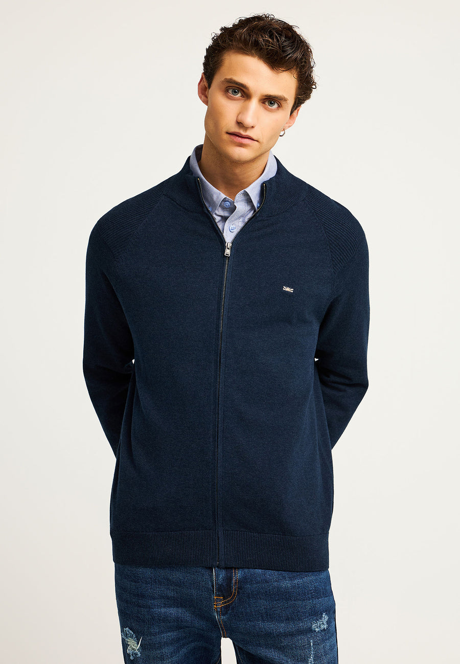 Cardigan tricotat cu fermoar pentru bărbați