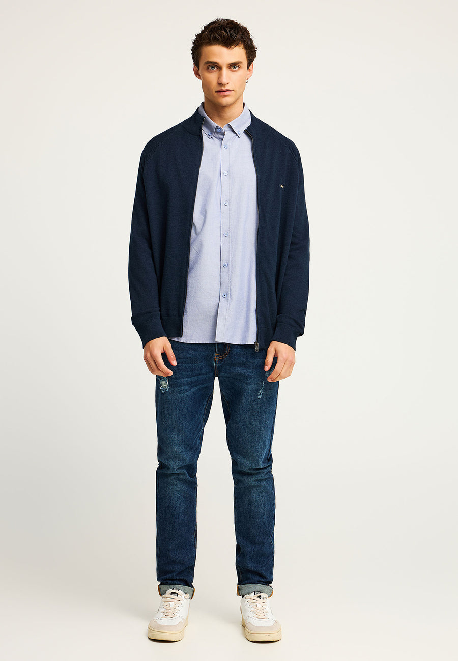 Cardigan tricotat cu fermoar pentru bărbați