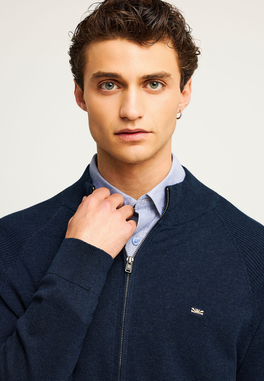 Cardigan tricotat cu fermoar pentru bărbați