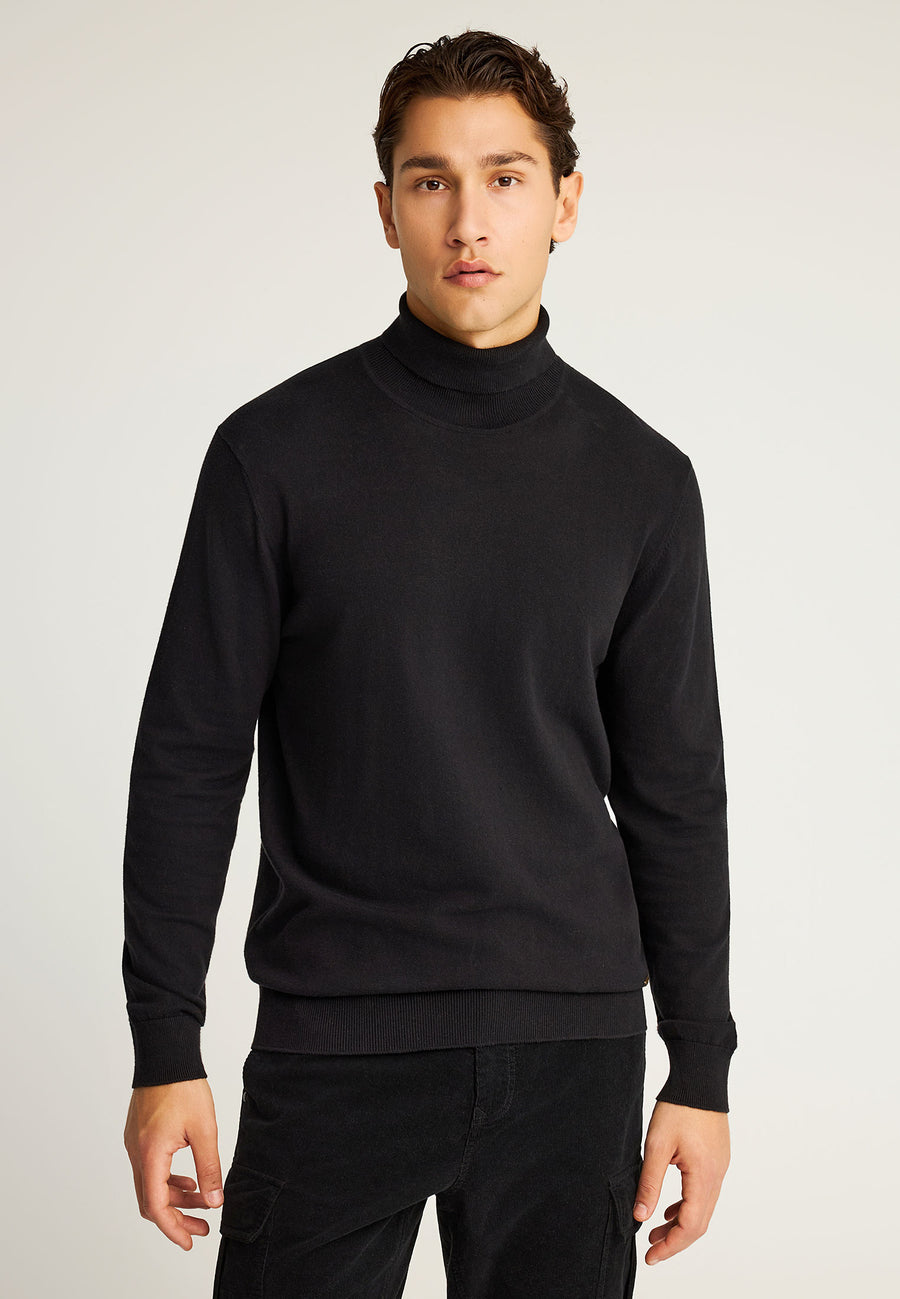 Pulover tricotat cu guler înalt pentru bărbați