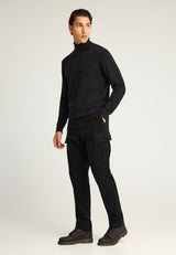 Pulover tricotat cu guler înalt pentru bărbați