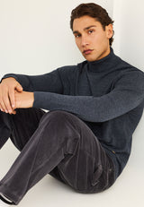 Pulover tricotat cu guler înalt pentru bărbați