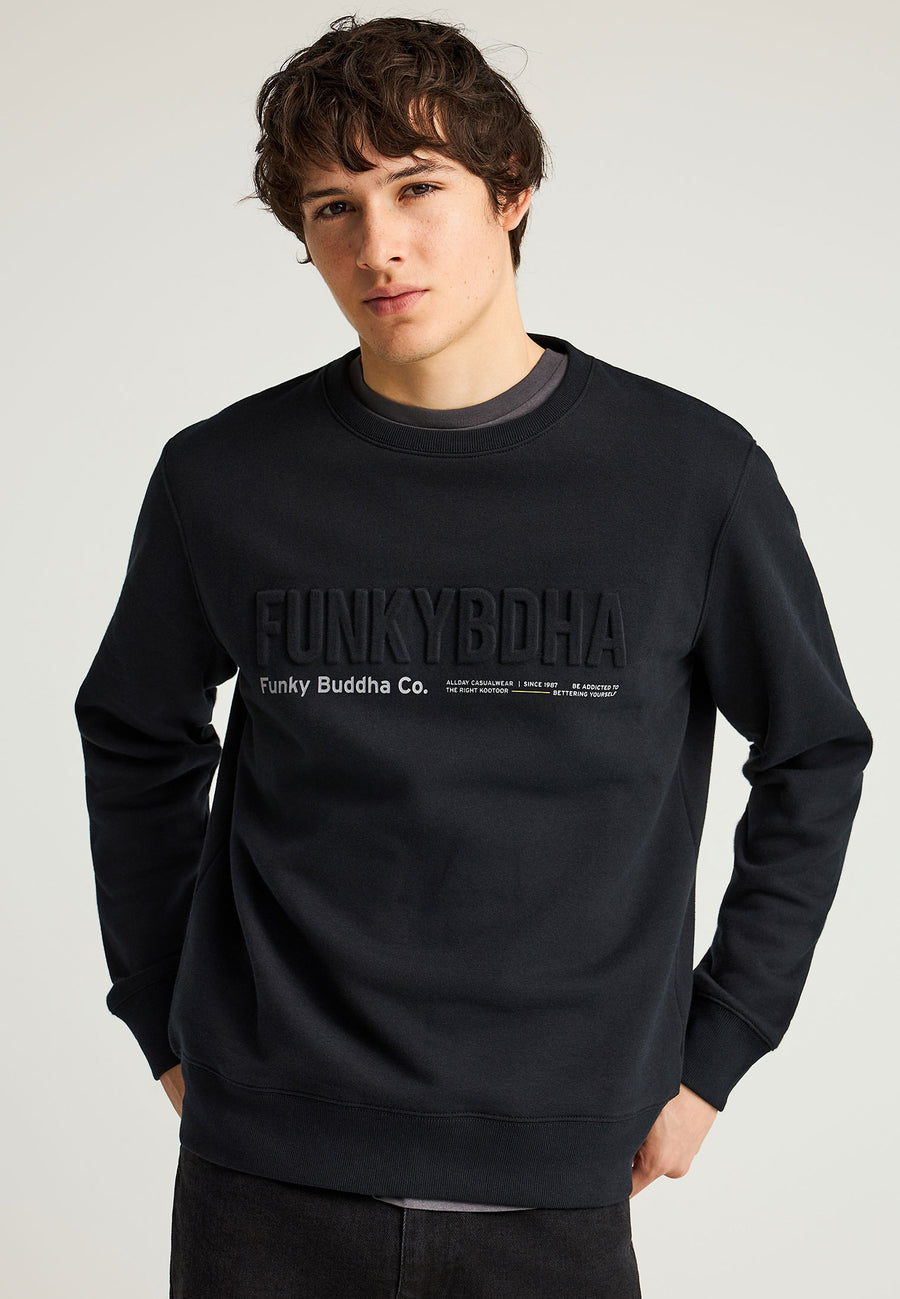 Hanorac bărbătesc cu guler rotund și logo imprimat